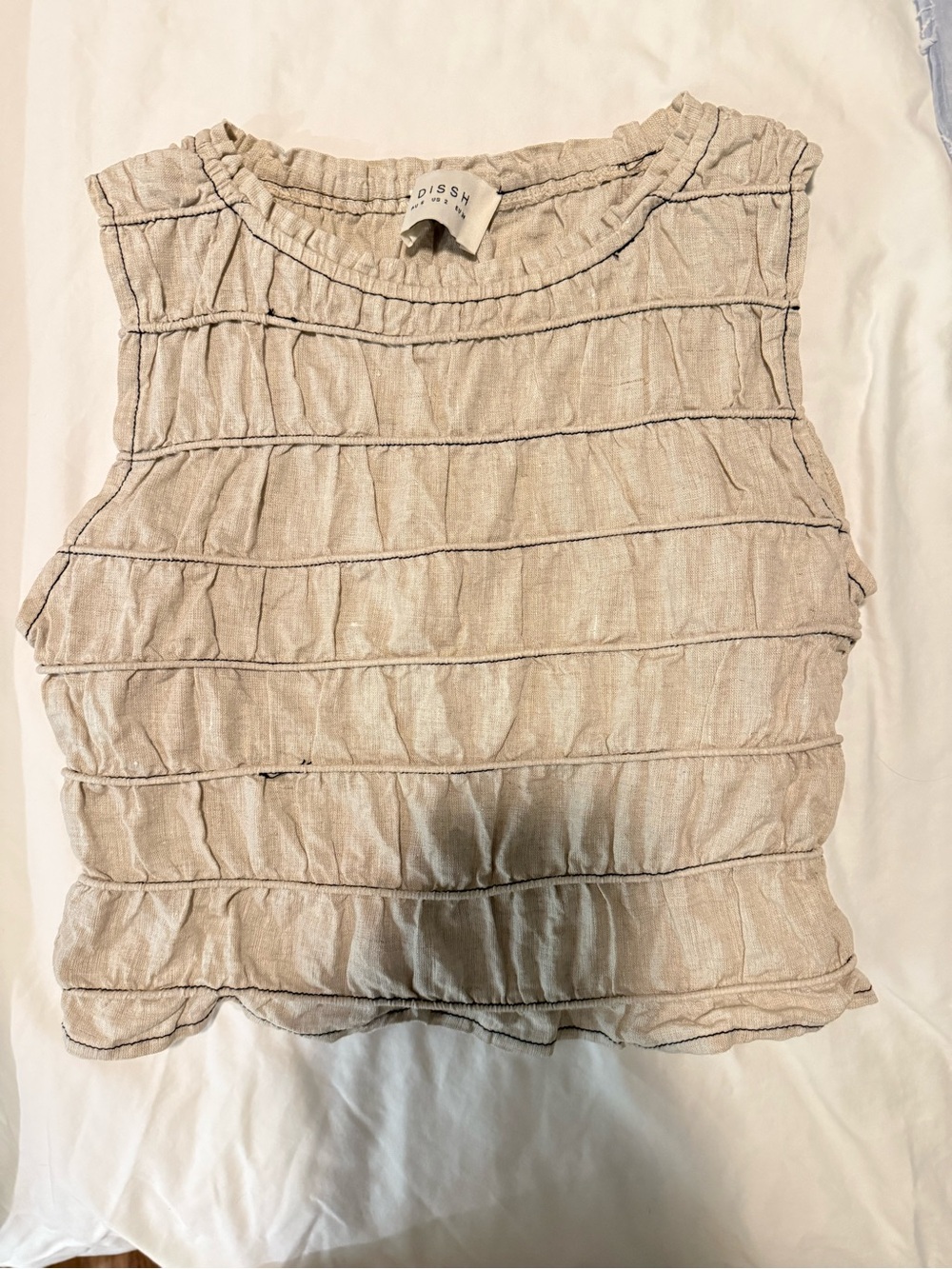 DISSH Natural Davina Shirred Linen Top - Picture 4 of 6